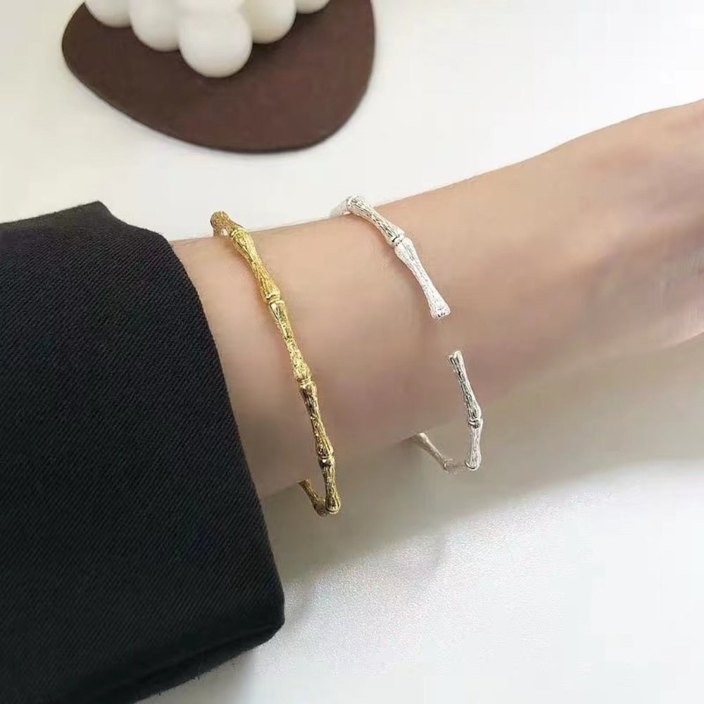 COPY - Cute Silver / Gold Bone Shape Adjustable Cuff Bracelets
